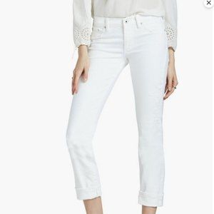 Lucky Brand White Mid Rise Sweet Crop Straight Leg Cropped Jeans